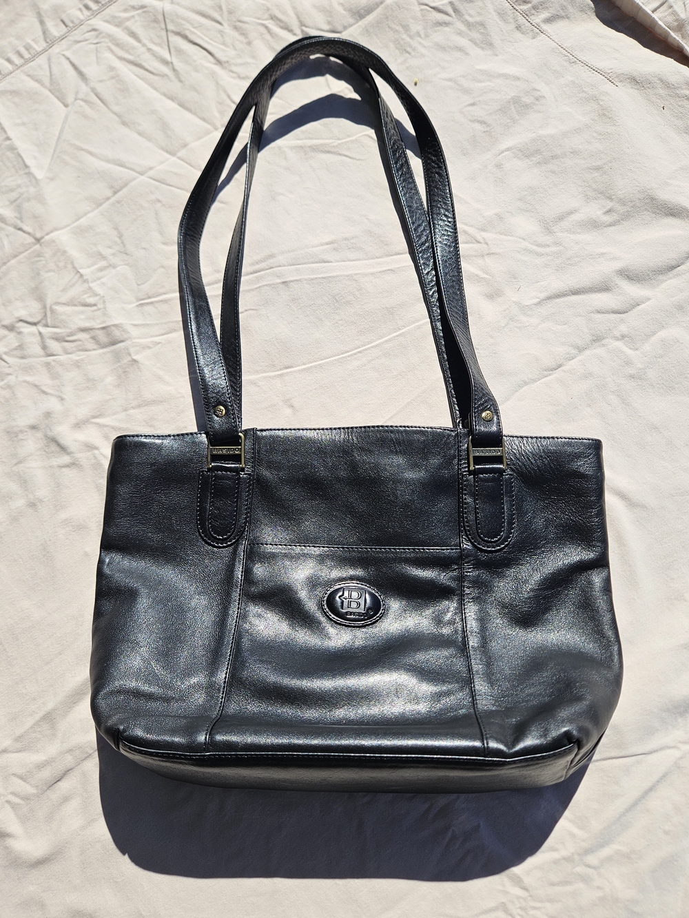 Vintage Basido Black Genuine Italian Leather Shoulder Bag – 80s/90s Era